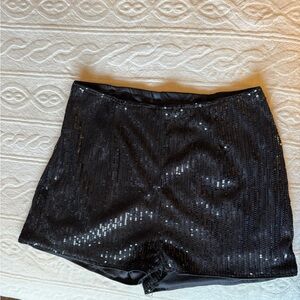 SHEIN Elegant Black Sequin Shorts